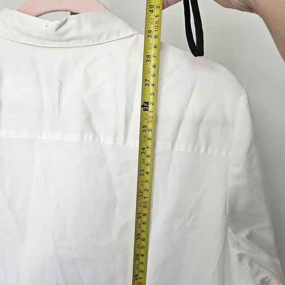 Ann Taylor White Collared Shirt Dress w/Orange HemlinCotton Blend Career Casual - Picture 13 of 15